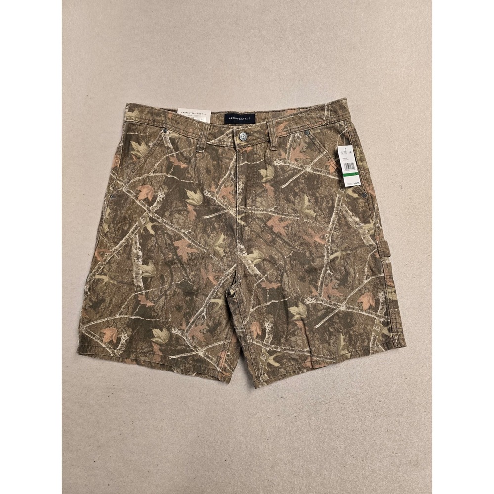 Aeropostale Mens Carpenter Shorts 8 Inch Inseam Camo Camouflage Size L NWT